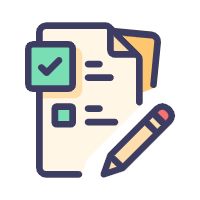 书写课后报告的纸笔图标
